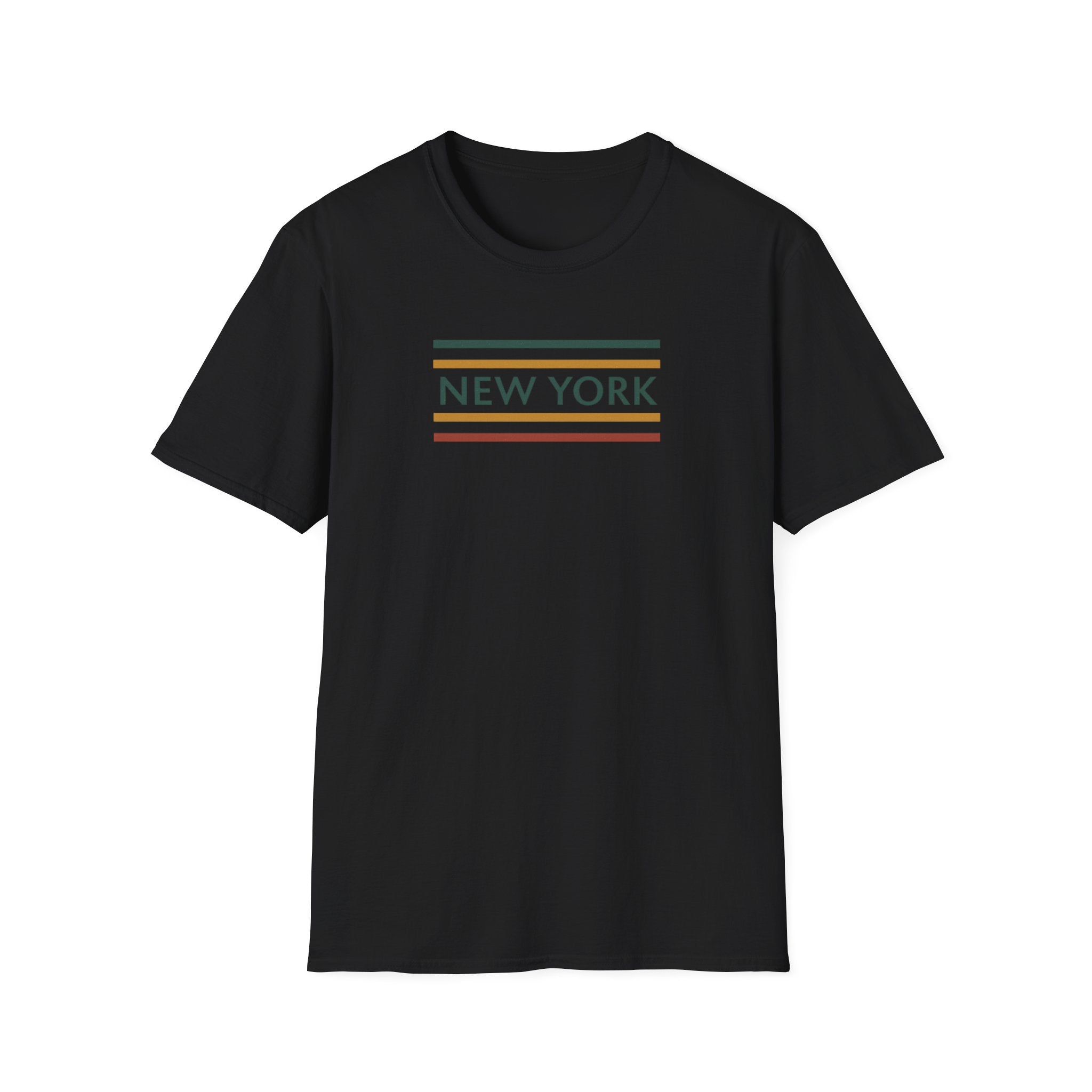 New York Striped Logo T-Shirt | Retro Lines City Design