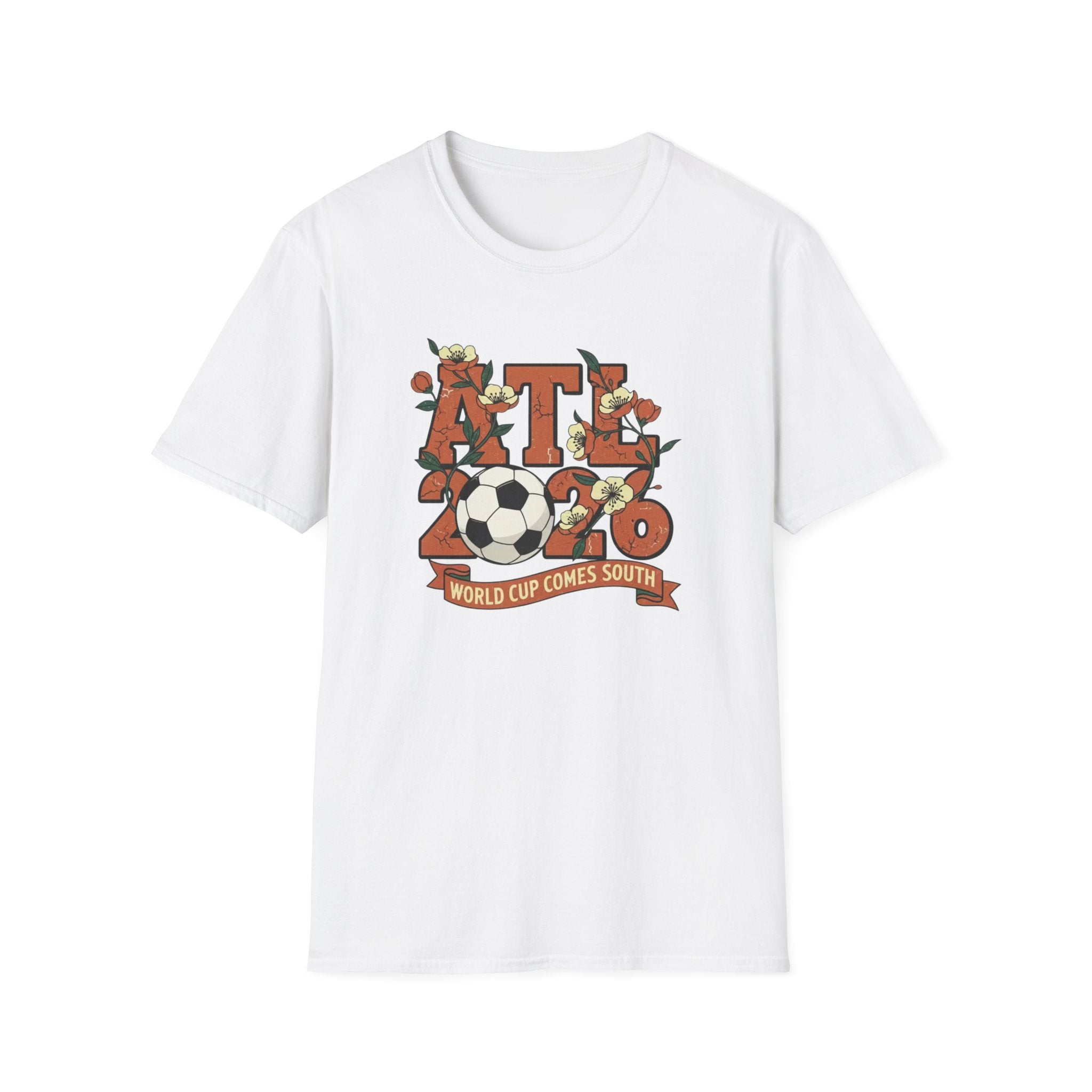 Atlanta (ATL) World Cup 2030 Soccer T-Shirt — "World Cup Comes South" Retro Design