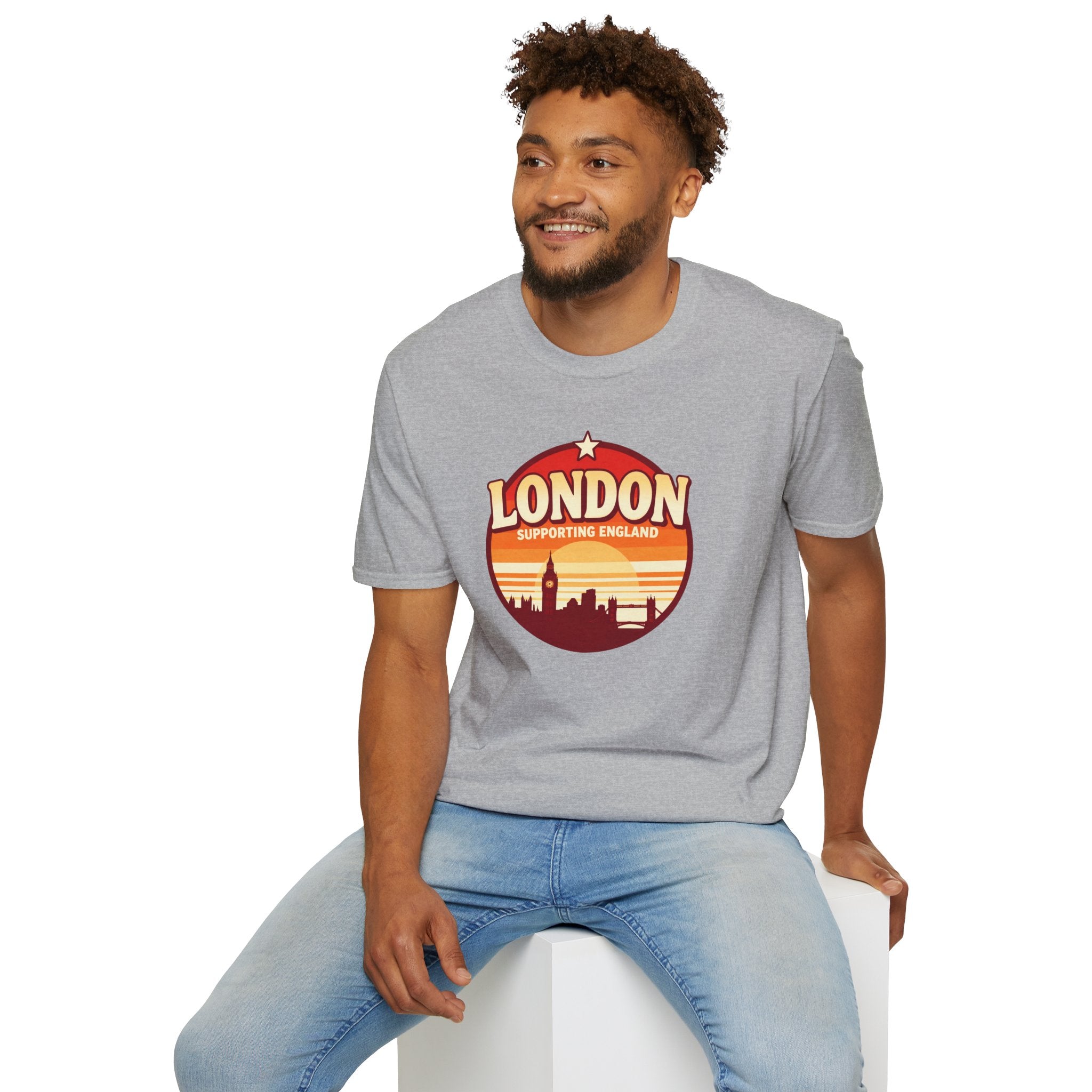 London Skyline T‑Shirt — Supporting England Retro Sunset Graphic