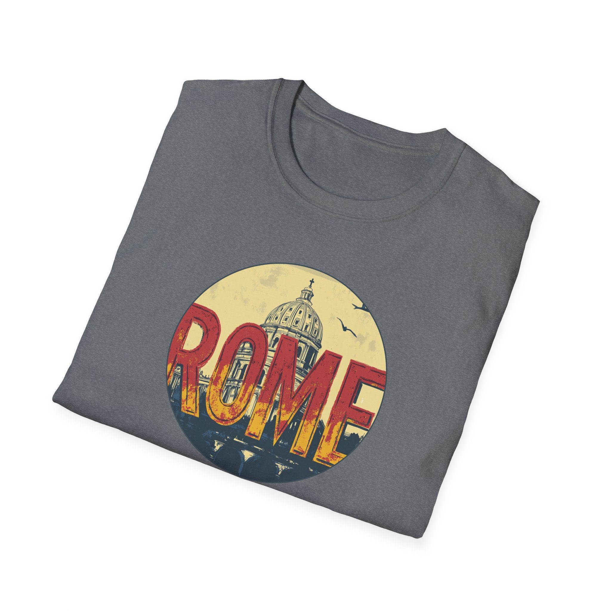 Rome skyline circle graphic T-Shirt | Vatican St. Peter dome vintage travel design