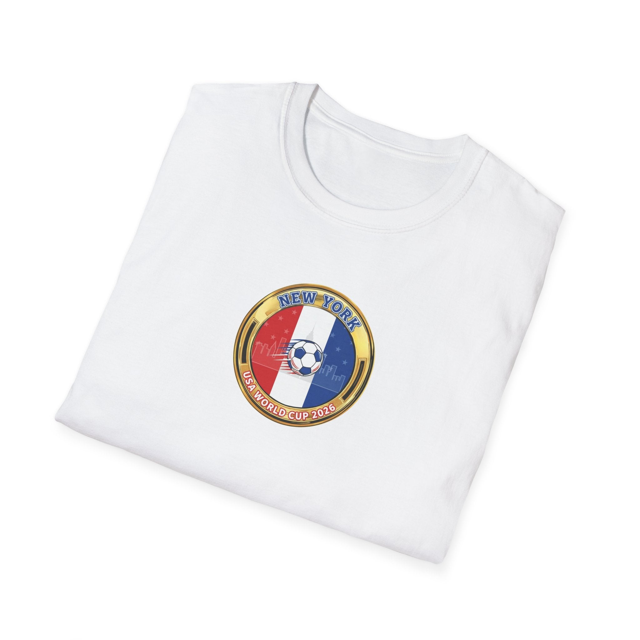 New York Host City World Cup 2026 Soccer Crest T-Shirt — Flag Emblem Football Tee