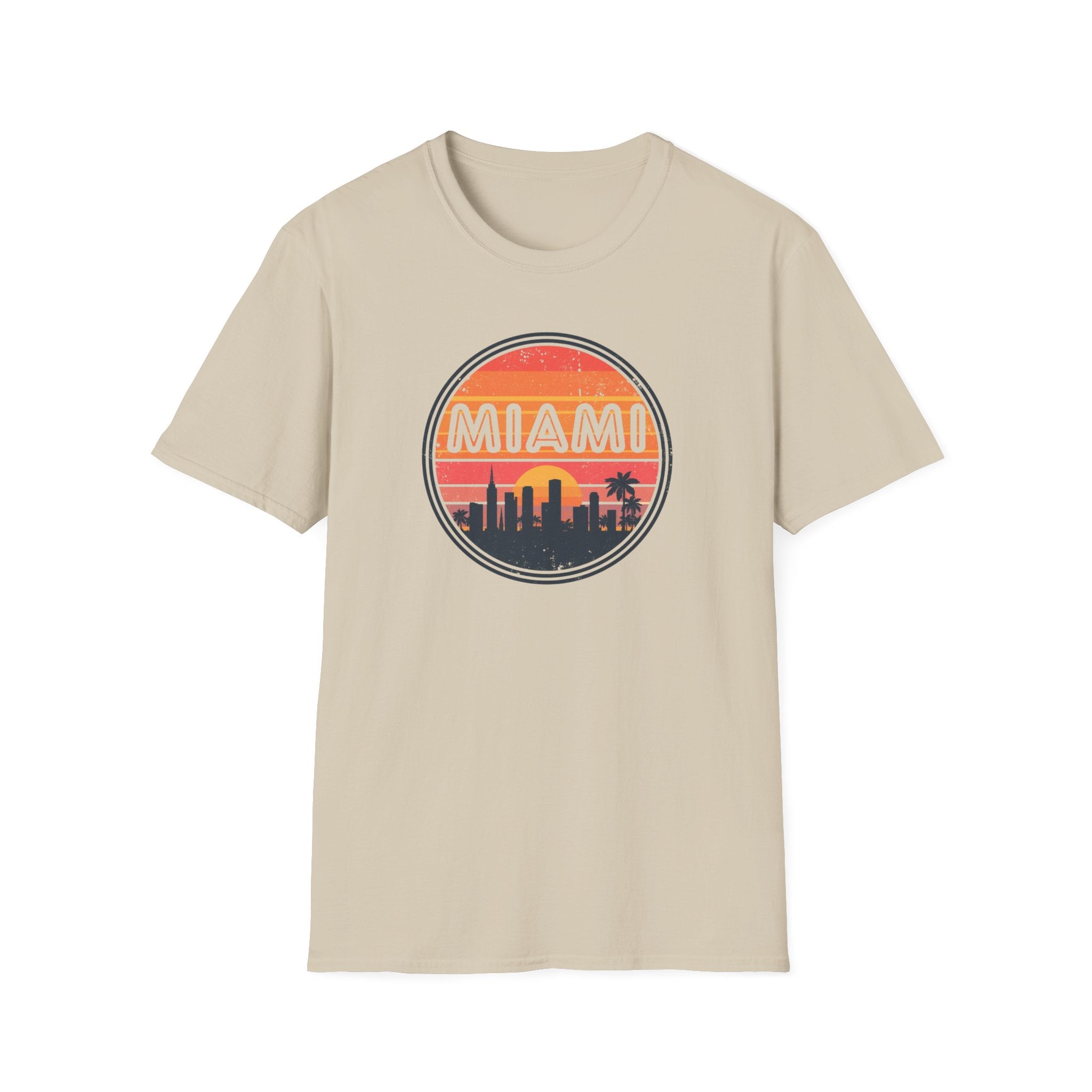 Miami Sunset T‑Shirt — Retro Beach Skyline Tee