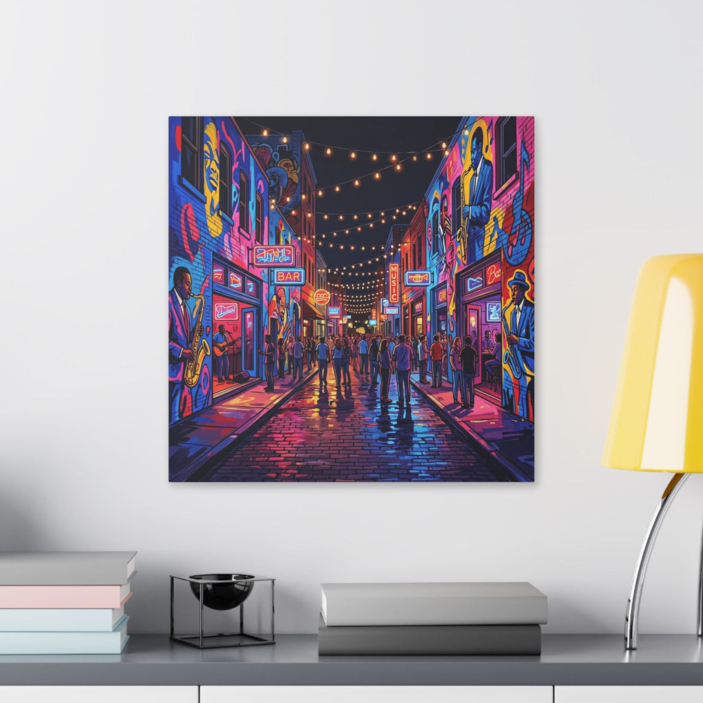 Dallas Deep Ellum Street - Neon Nightlife Street Canvas — Vibrant Urban Alley Wall Art