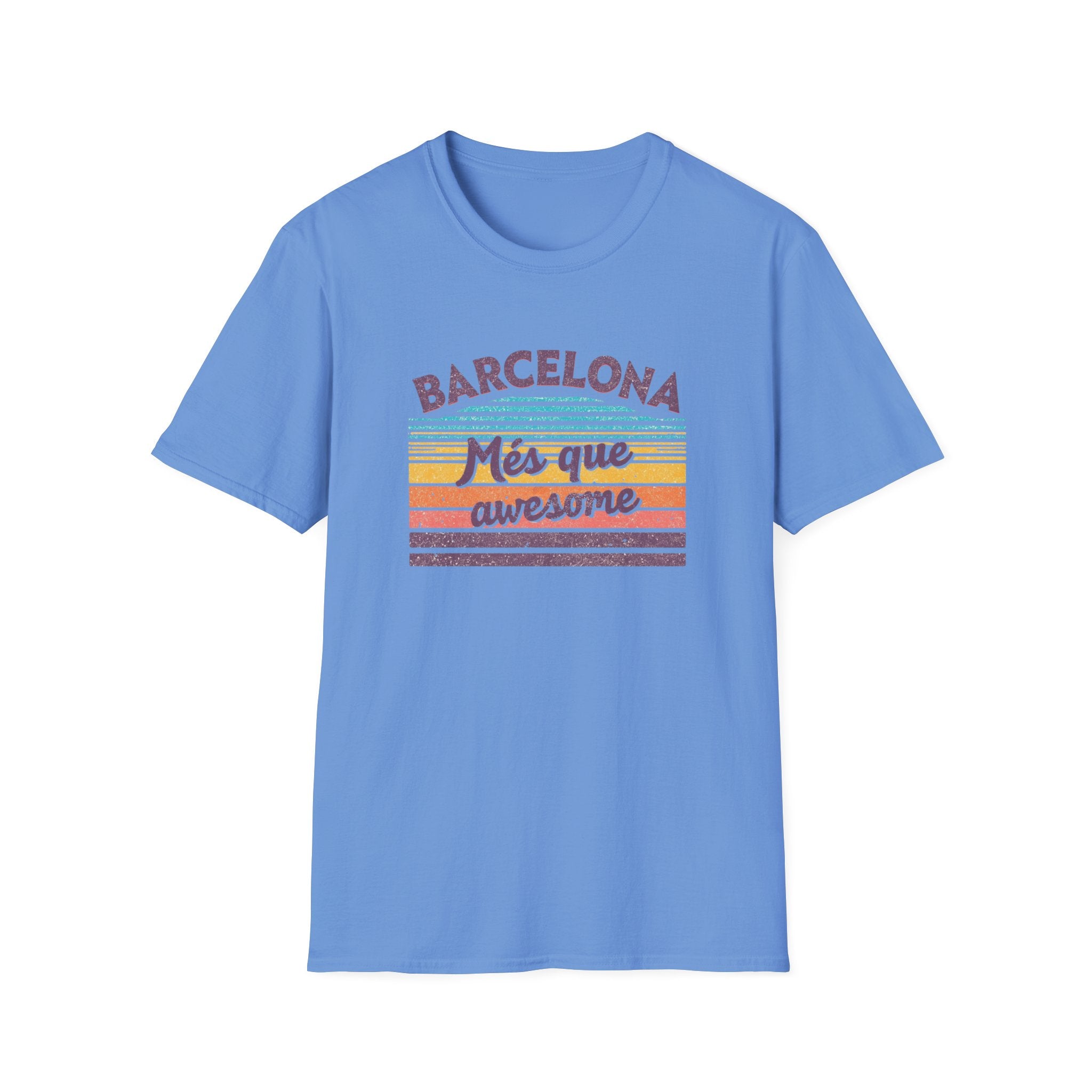Barcelona "Més que awesome" Retro Striped T-Shirt