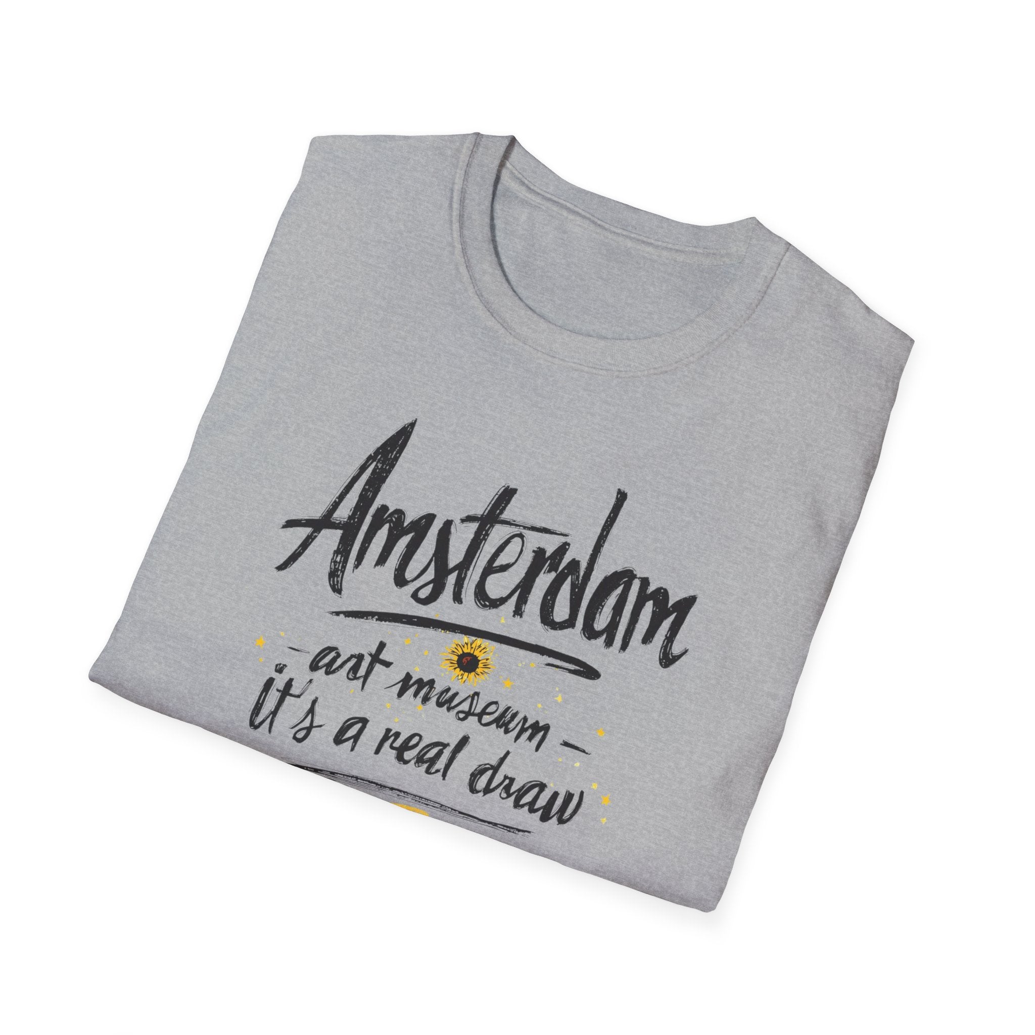 Amsterdam Art Museum T-Shirt — "Amsterdam" Script Graphic with "art museum — it’s a real draw"