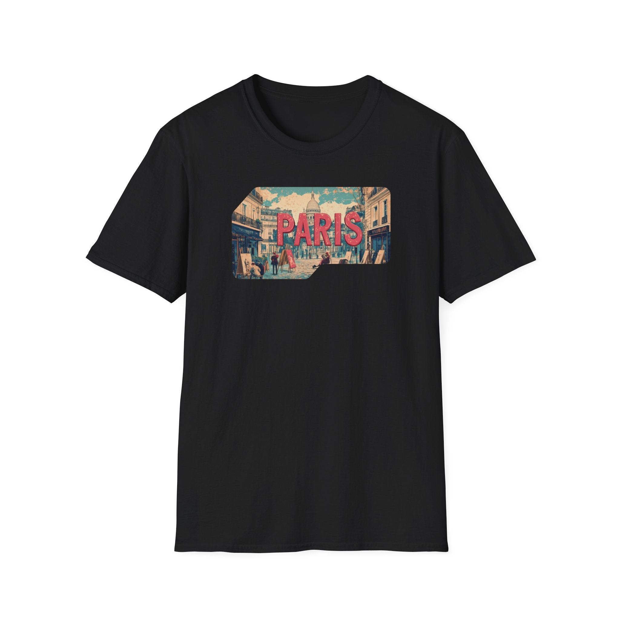 Paris Retro Street Scene T-Shirt | Vintage Parisian Graphic