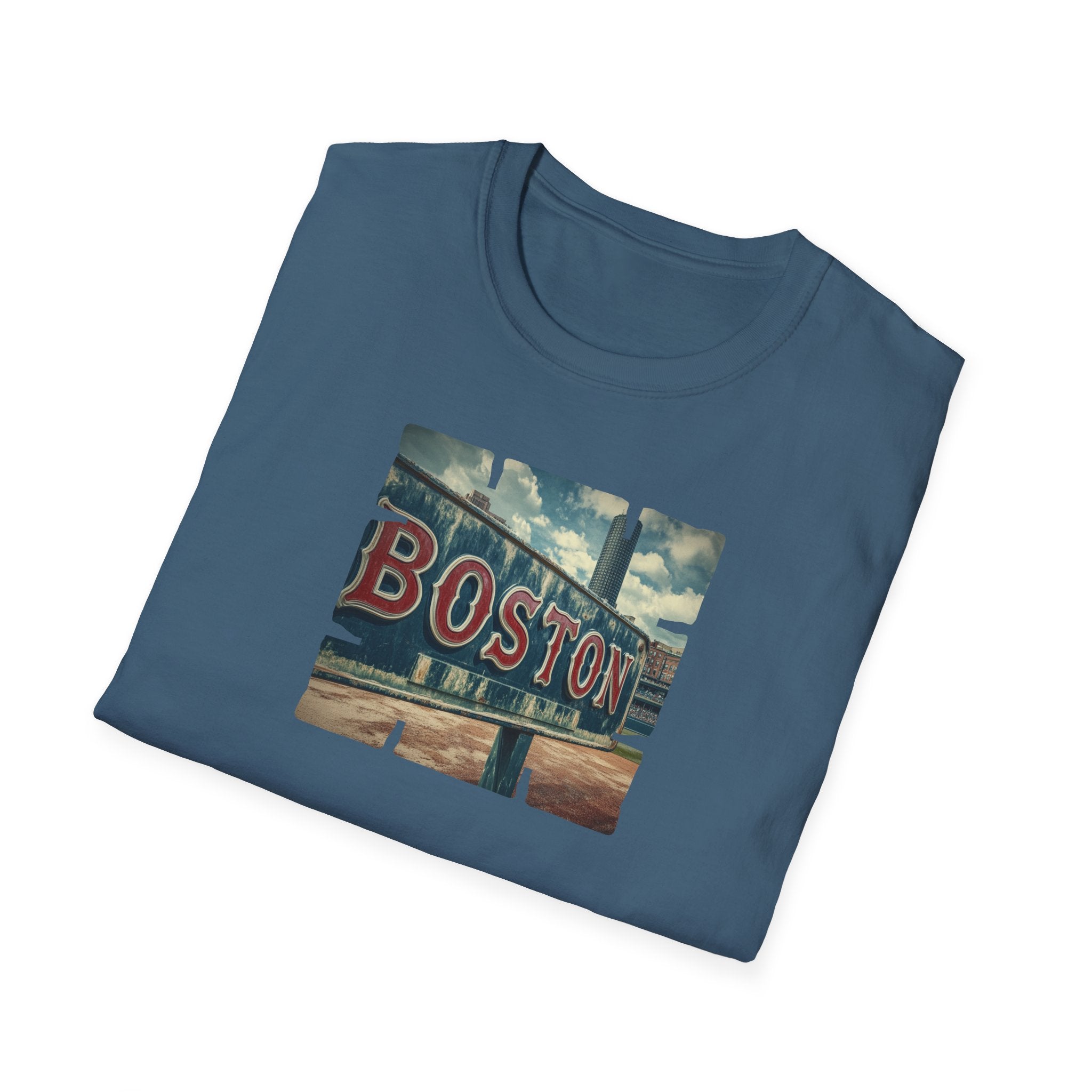 Boston Neon Sign T-Shirt | Cityscape Vintage Photo Tee