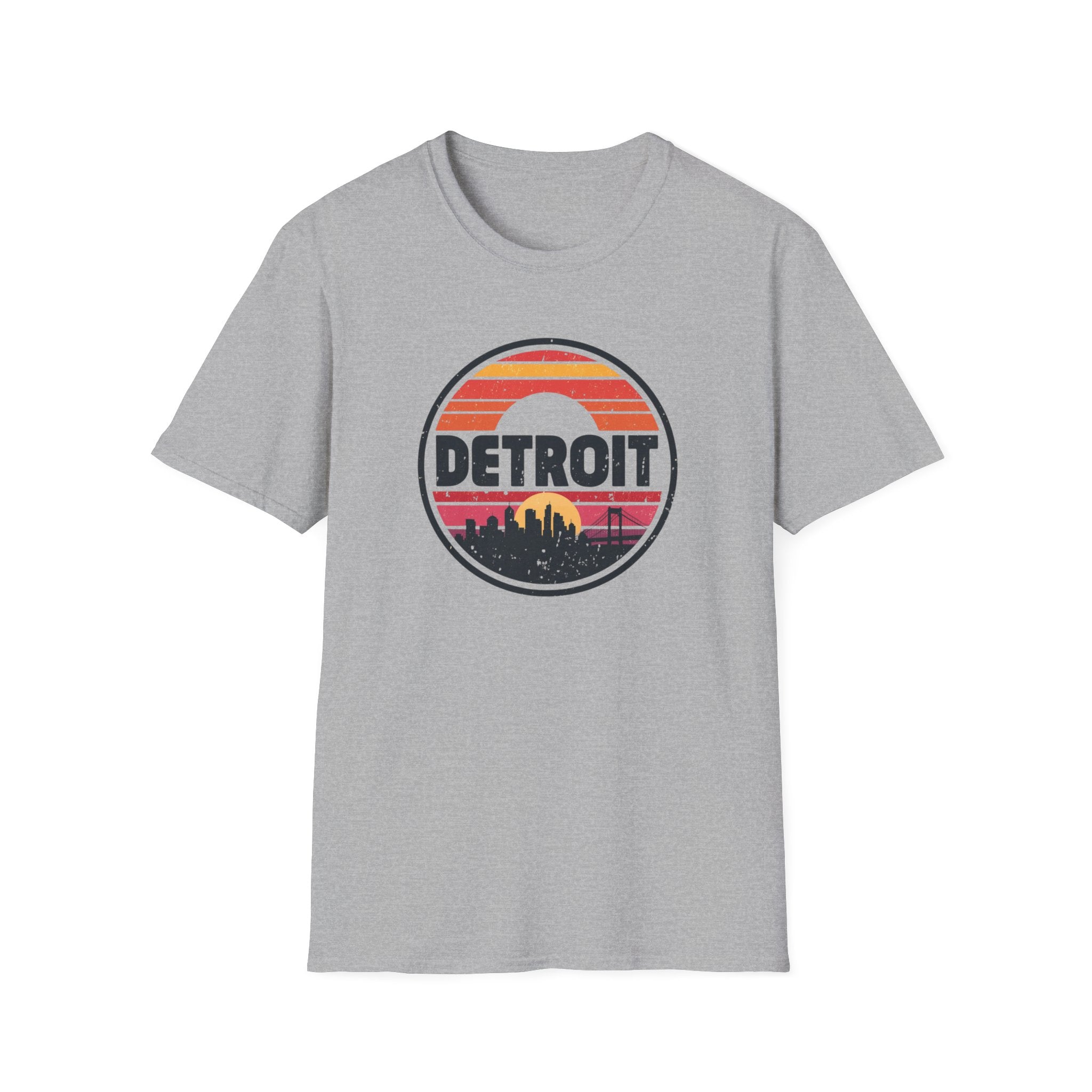 Detroit Skyline Retro Sunset T-Shirt