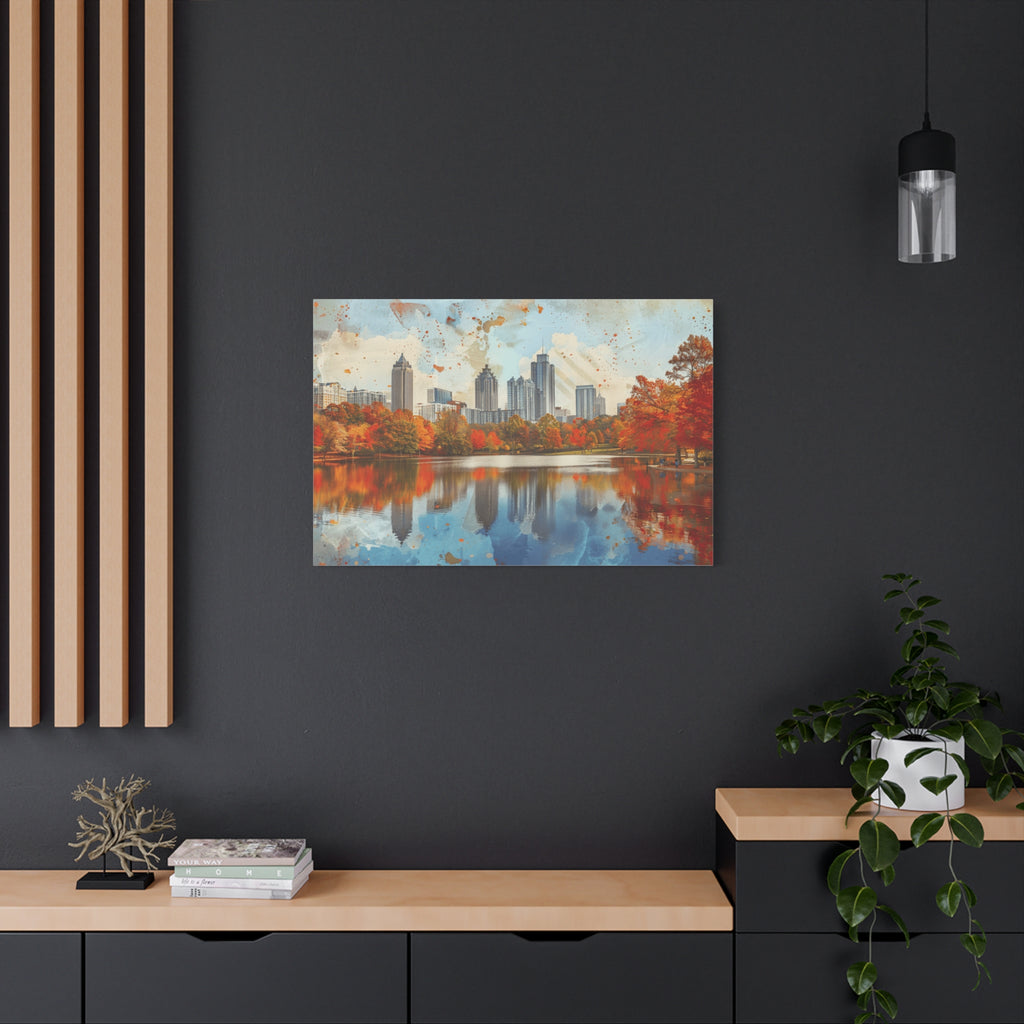 Atlanta Midtown Skyline - Piedmont Park - Autumn Cityscape Canvas – Fall Skyline Wall Art