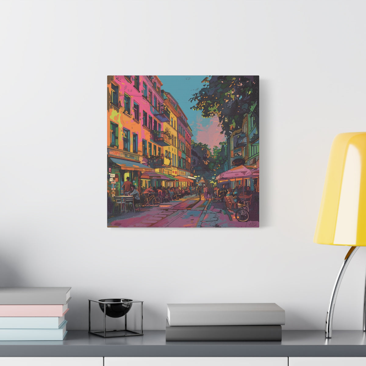 Berlin Kreuzberg neighbourhood - Vibrant European Street Cafe Canvas