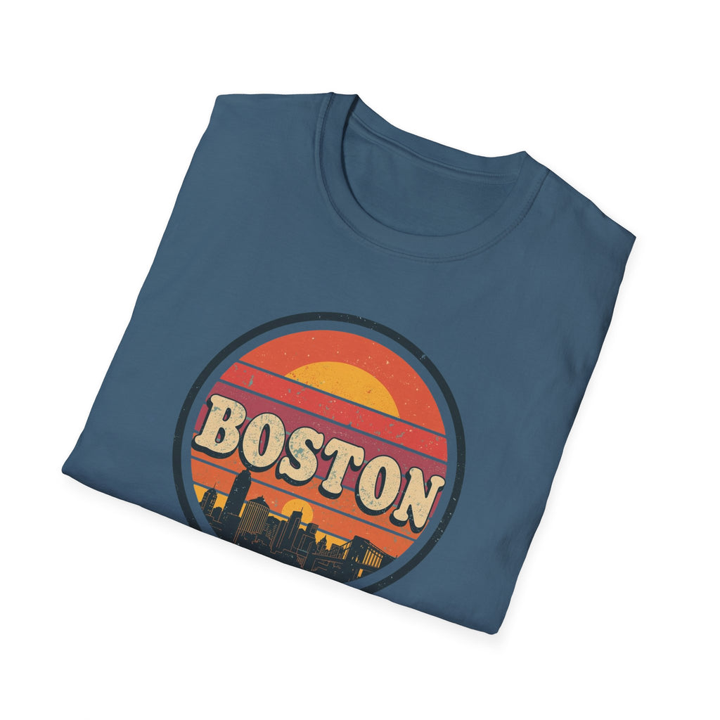 Boston Sunset Skyline T-Shirt — Vintage Retro City Tee