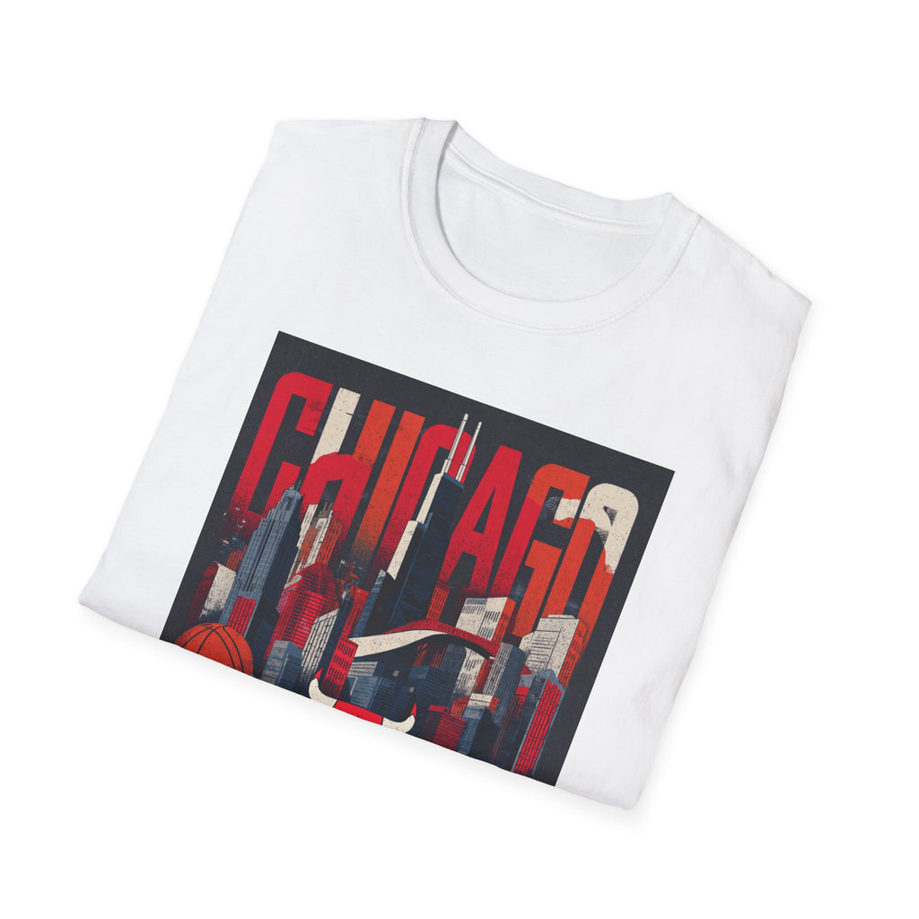 Chicago Bulls Cityscape T-Shirt | Basketball skyline, team logo