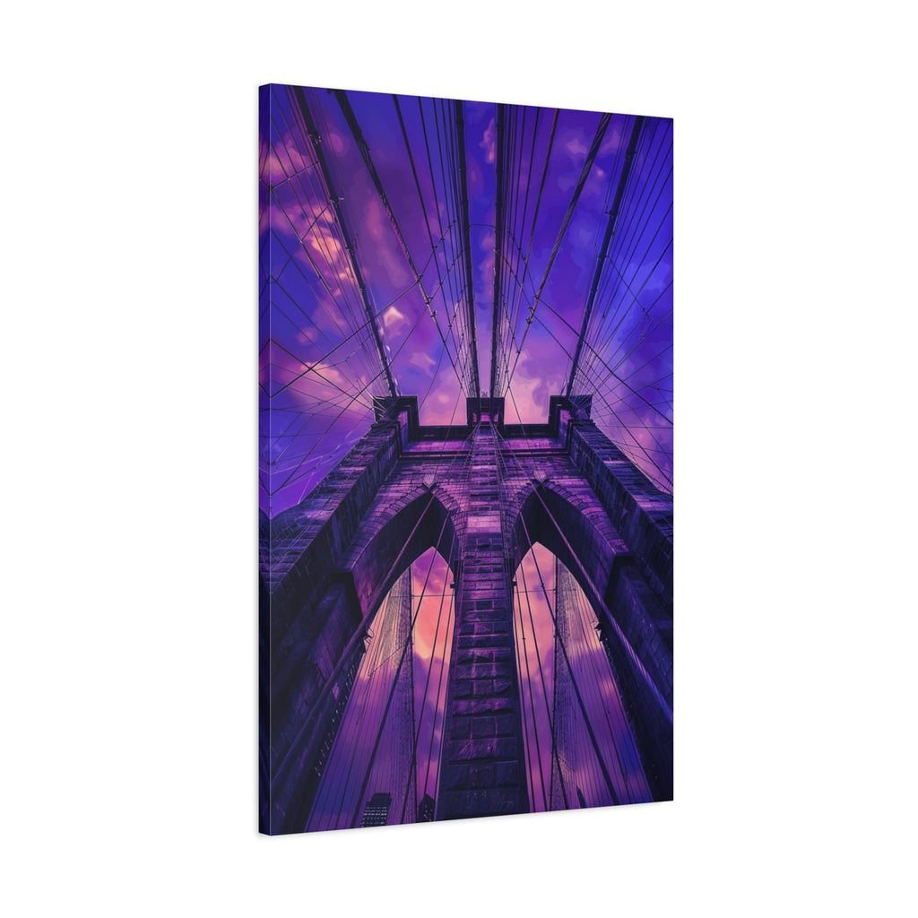 Brooklyn Bridge Sunset Canvas — Purple Sky Stretched Wall Art