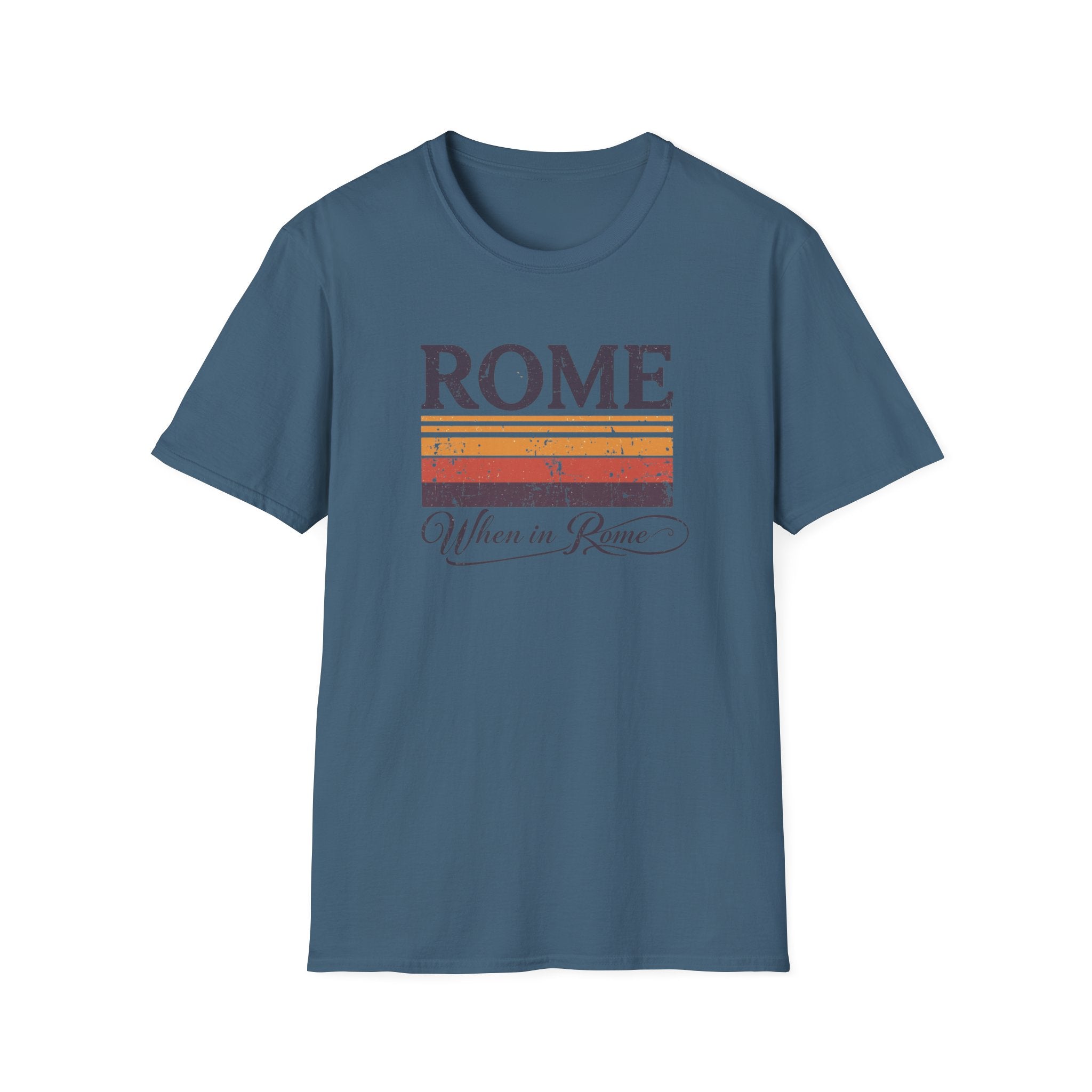 Rome Vintage Stripes T-Shirt — "When in Rome" Travel Tee