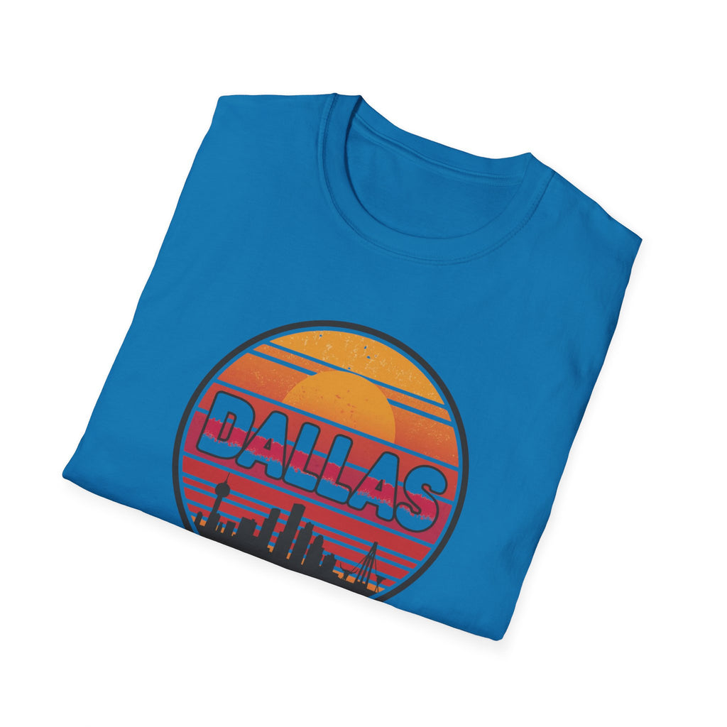 Dallas Sunset Skyline T‑Shirt — Retro Cityscape Tee