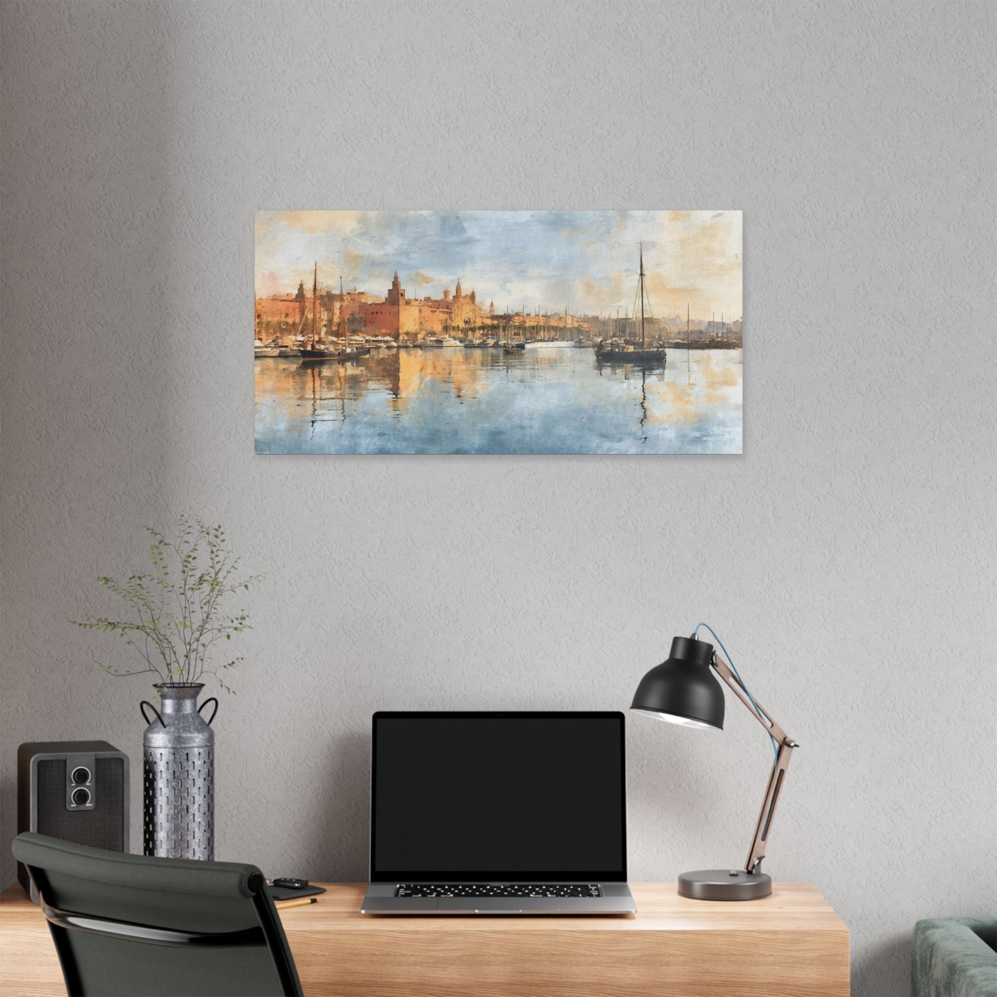 Barcelona Harbor Sunrise Canvas