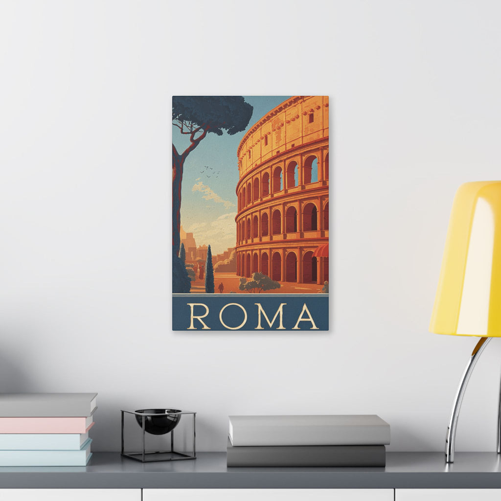 Roma Colosseum Canvas Print — Vintage Travel Poster Wall Art