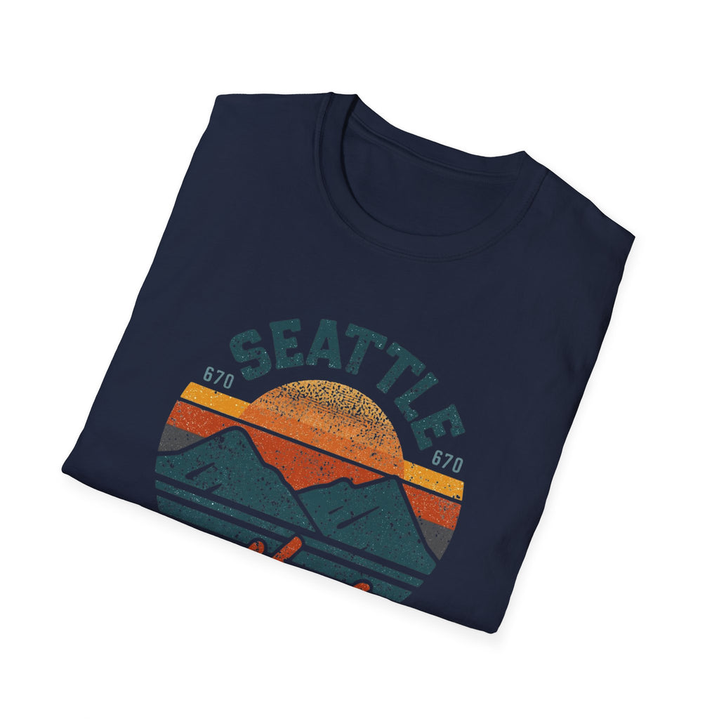 Seattle Vibes T-Shirt — Retro Mountain Sunset Graphic Tee