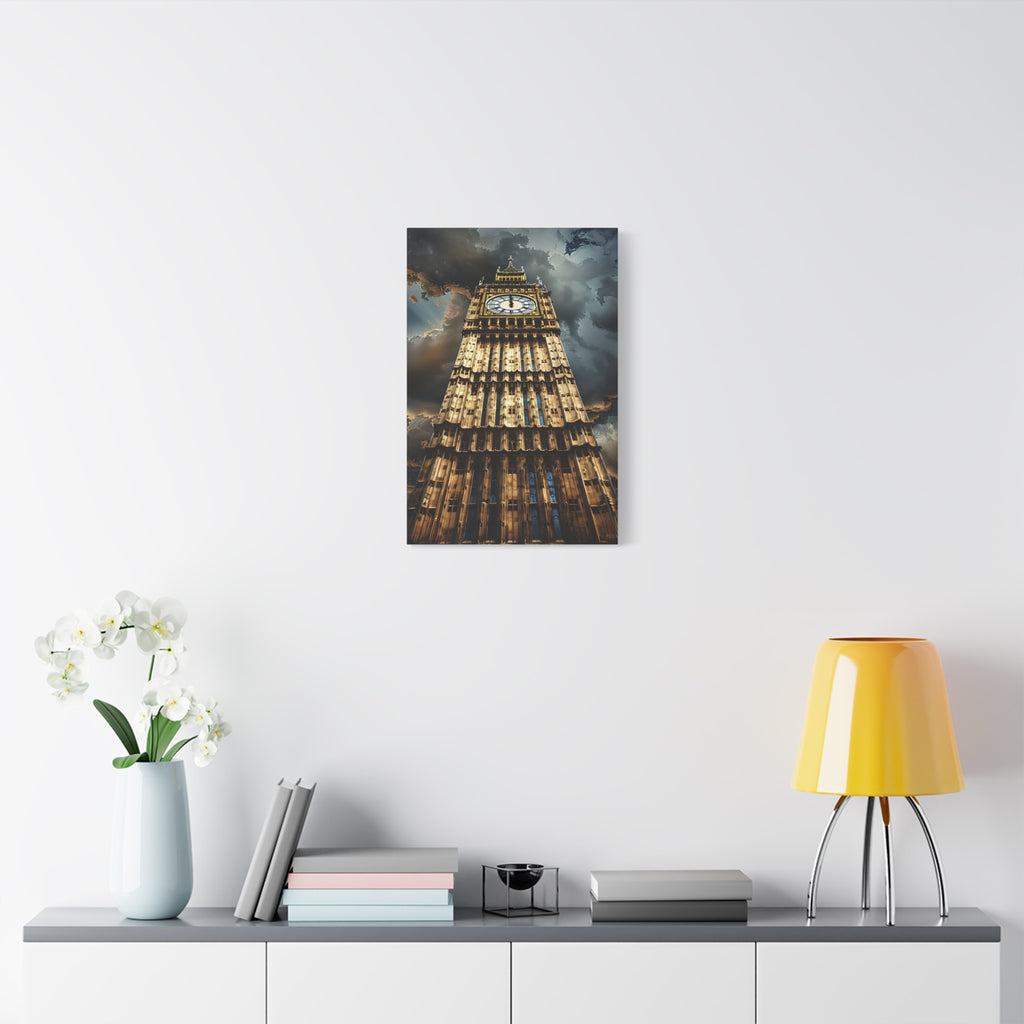 Big Ben London Canvas Wall Art — Dramatic Clock Tower Stretched Canvas
