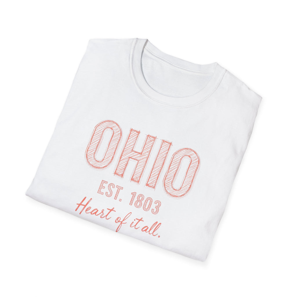 Ohio Heart of It All T-Shirt — Vintage State Pride Tee