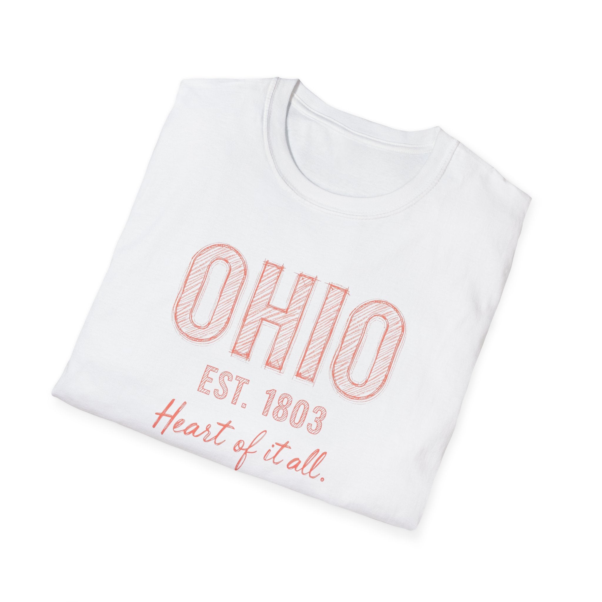 Ohio Heart of It All T-Shirt — Vintage State Pride Tee