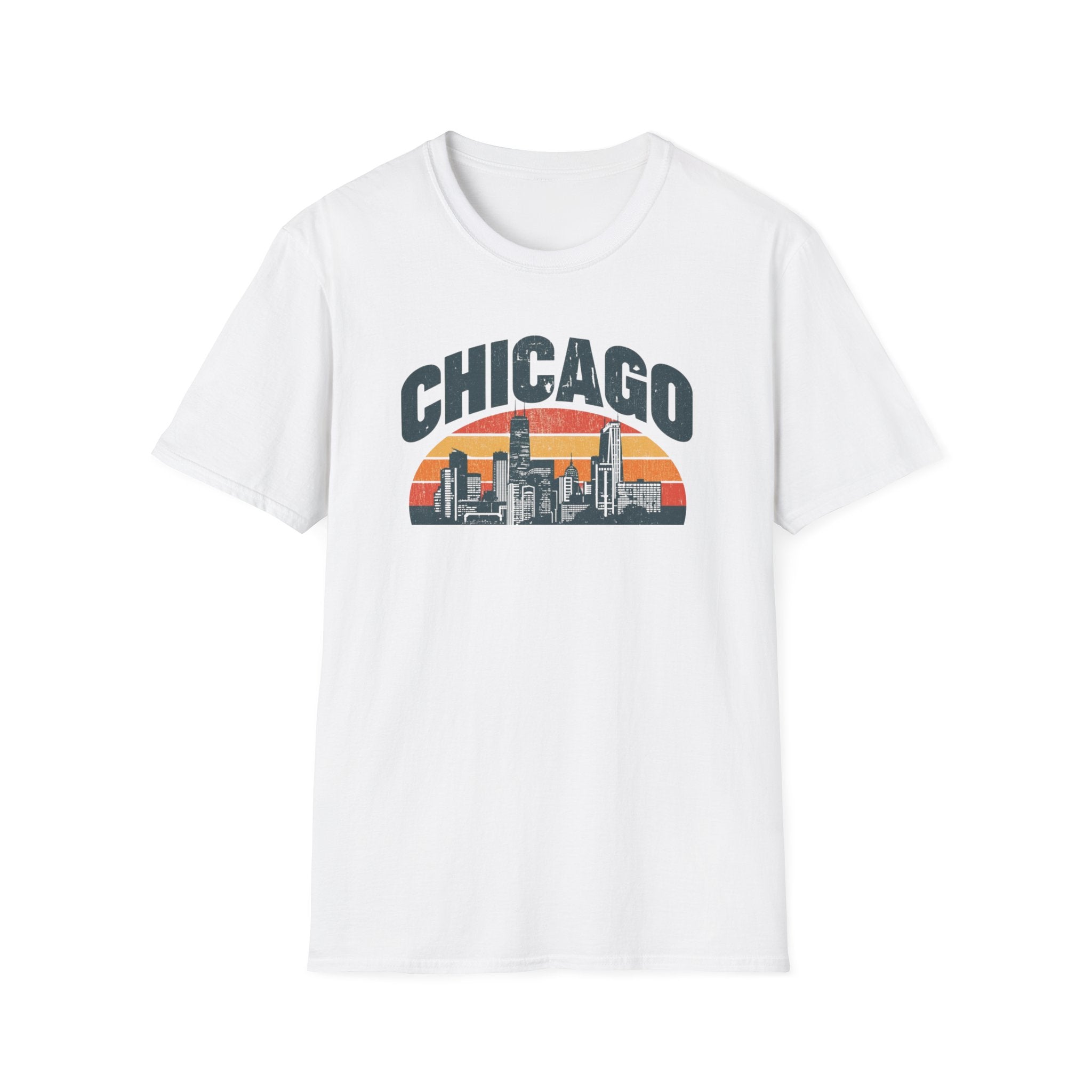 Chicago Skyline T-Shirt — Retro Sunset Cityscape Tee