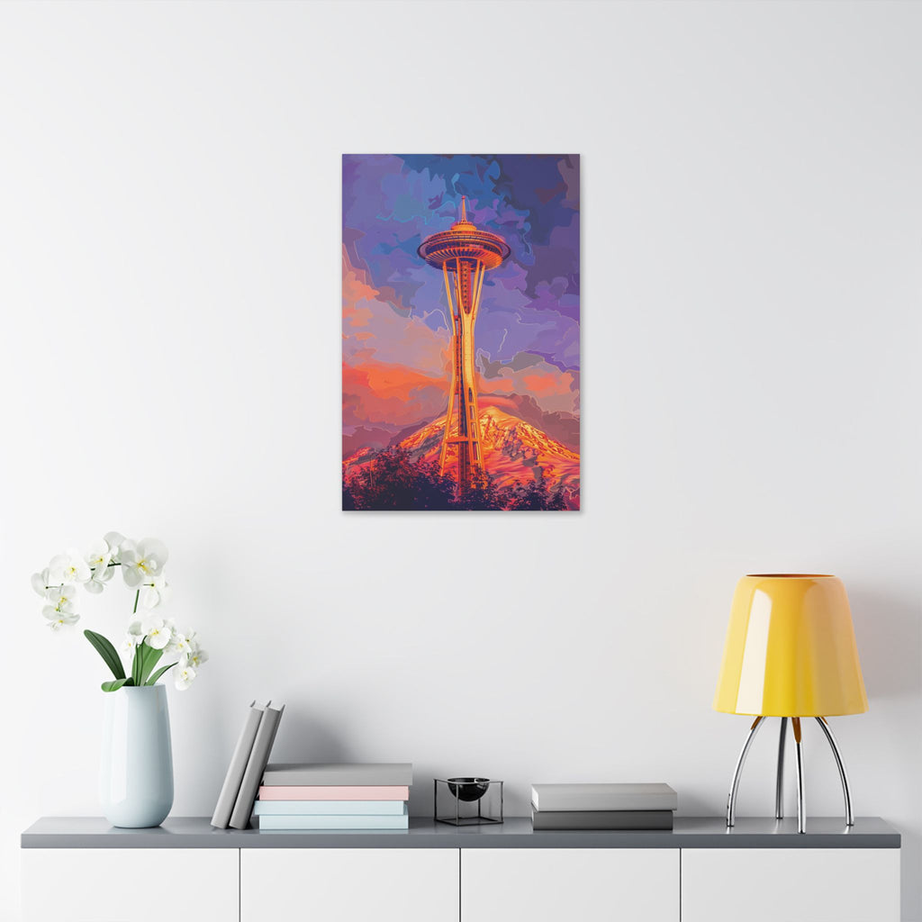 Space Needle Sunset Canvas — Seattle Skyline Art Print