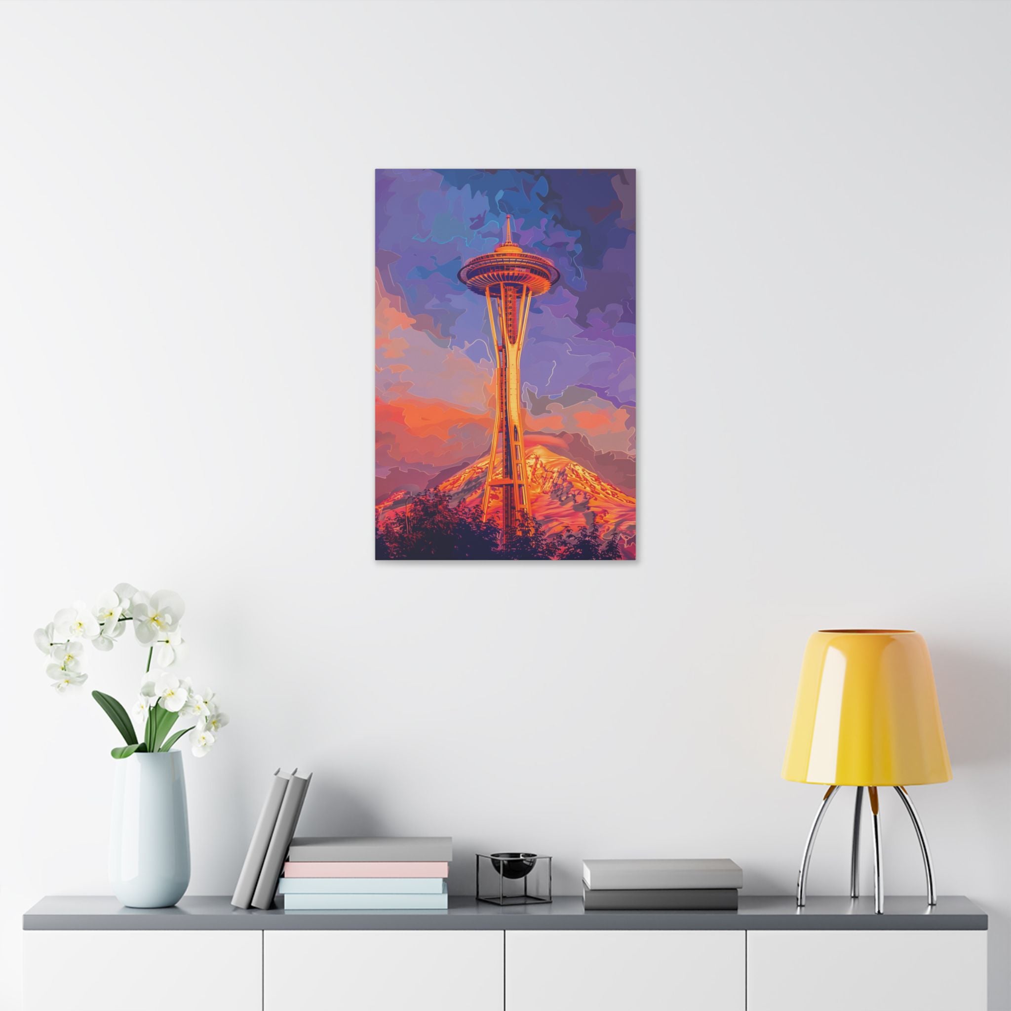 Space Needle Sunset Canvas — Seattle Skyline Art Print
