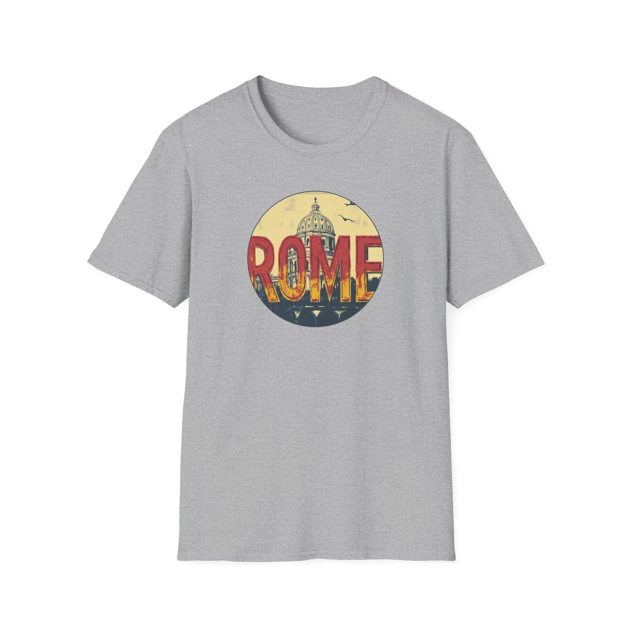 Rome skyline circle graphic T-Shirt | Vatican St. Peter dome vintage travel design