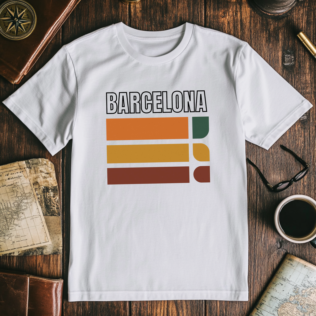 Barcelona retro stripes T-Shirt | vintage travel city tee