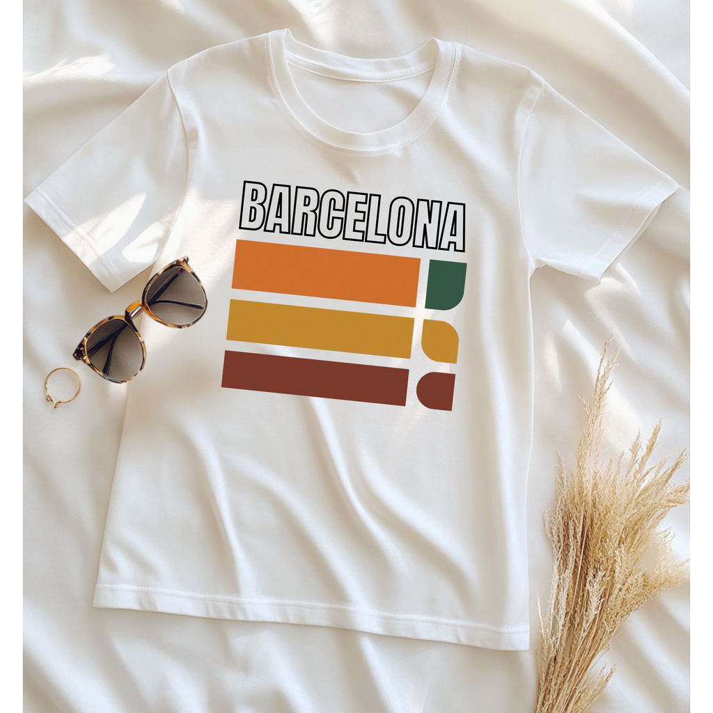 Barcelona retro stripes T-Shirt | vintage travel city tee