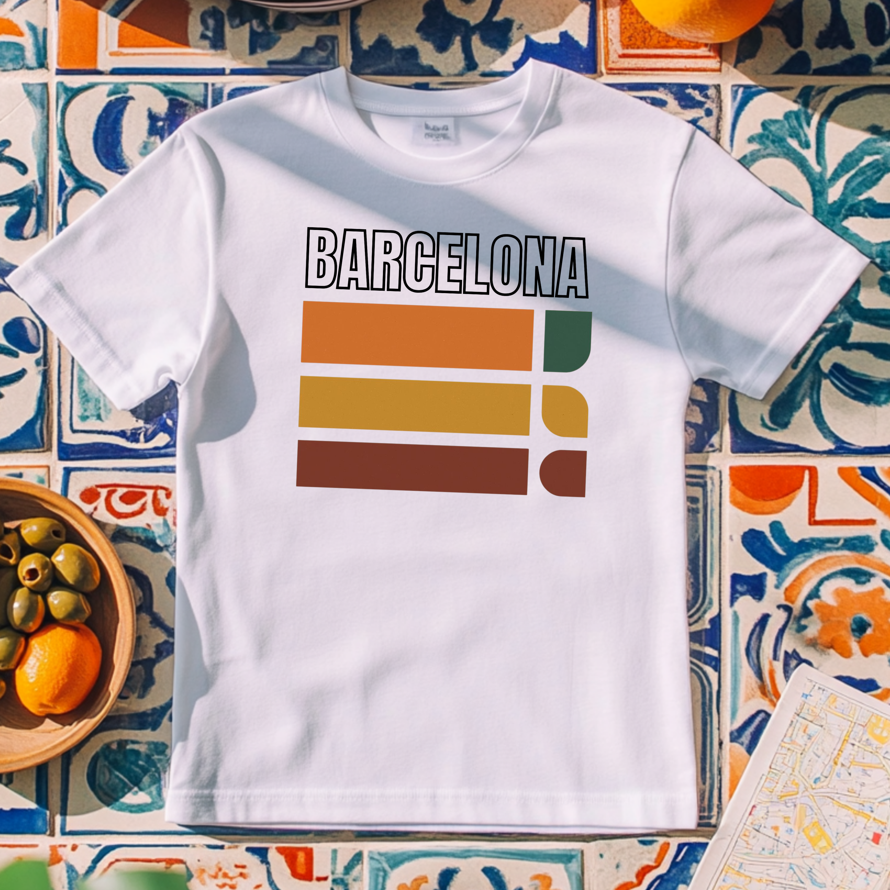 Barcelona retro stripes T-Shirt | vintage travel city tee