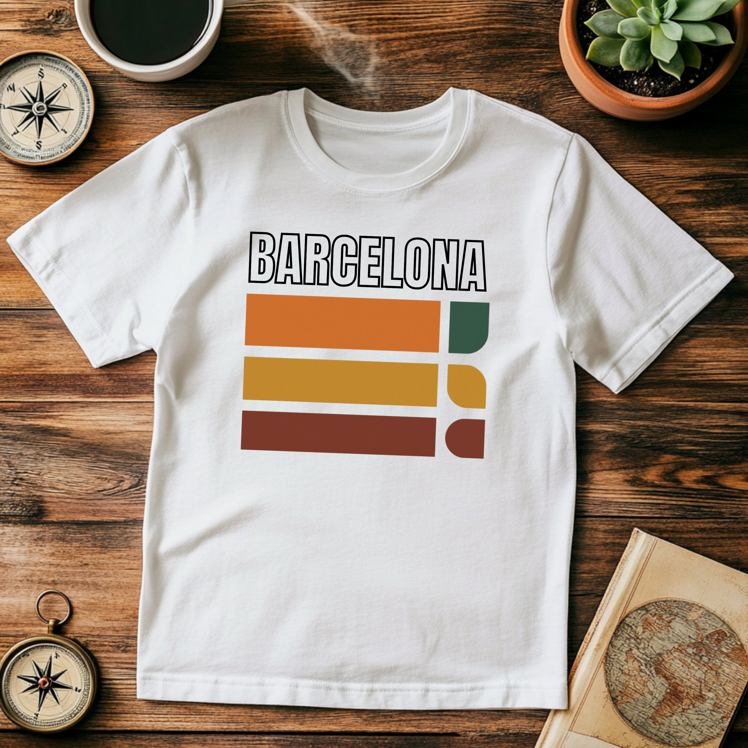 Barcelona retro stripes T-Shirt | vintage travel city tee