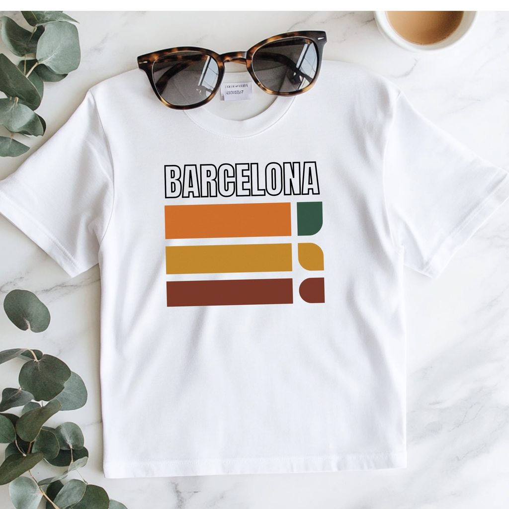 Barcelona retro stripes T-Shirt | vintage travel city tee