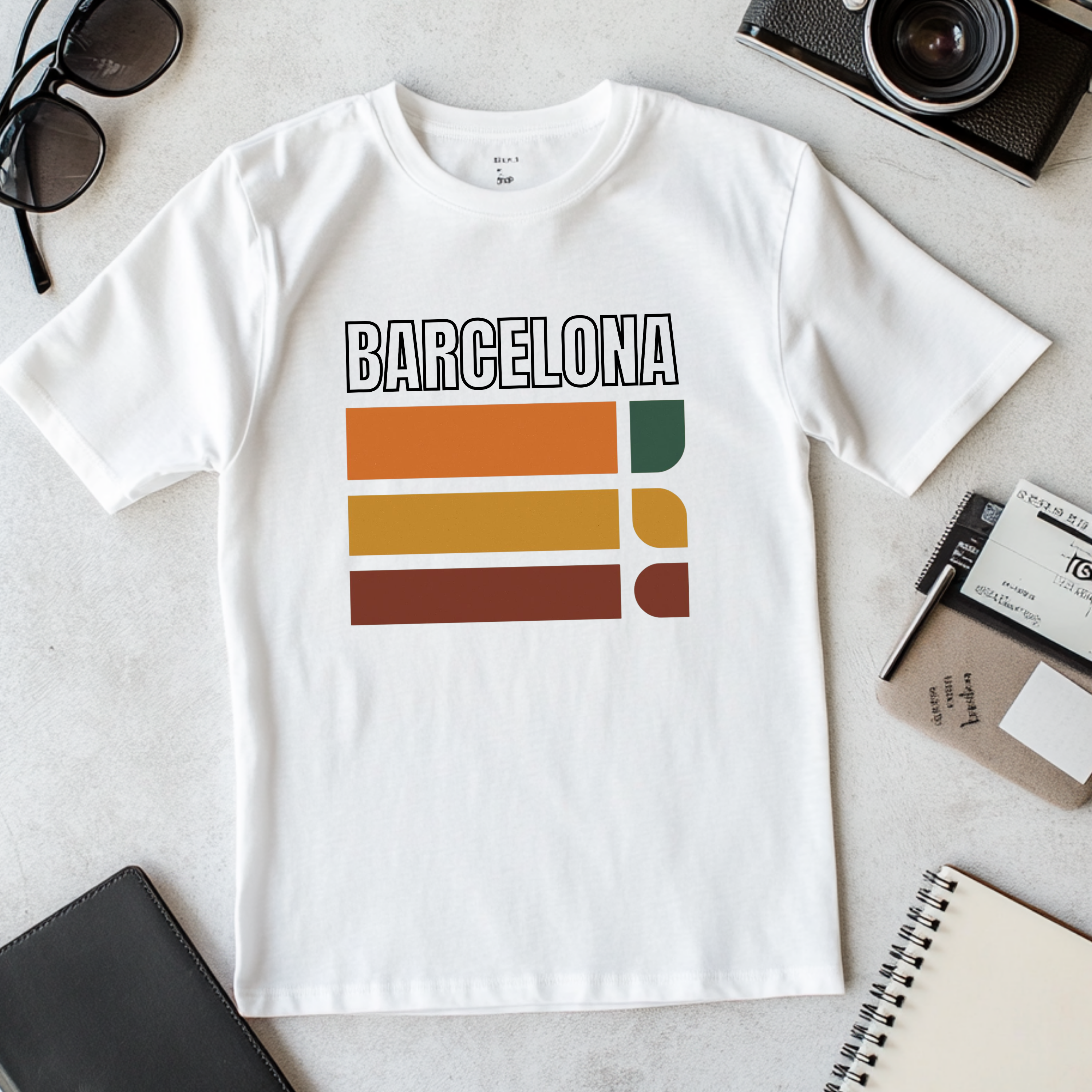 Barcelona retro stripes T-Shirt | vintage travel city tee