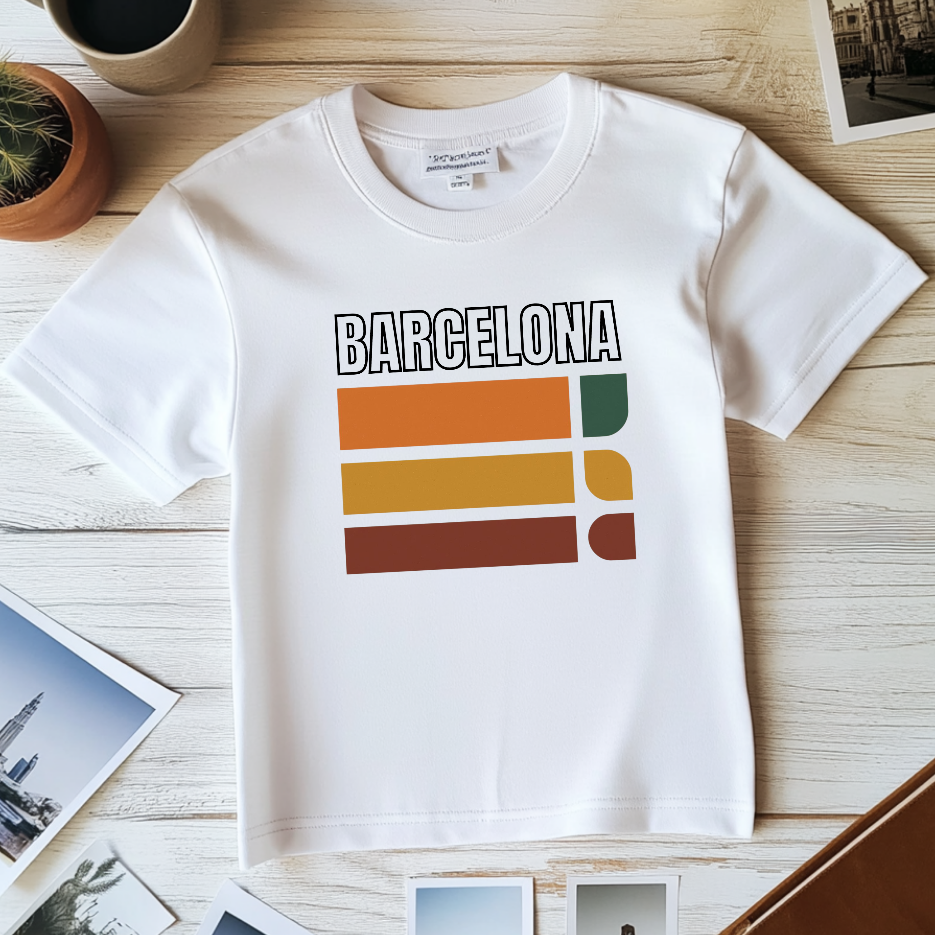 Barcelona retro stripes T-Shirt | vintage travel city tee
