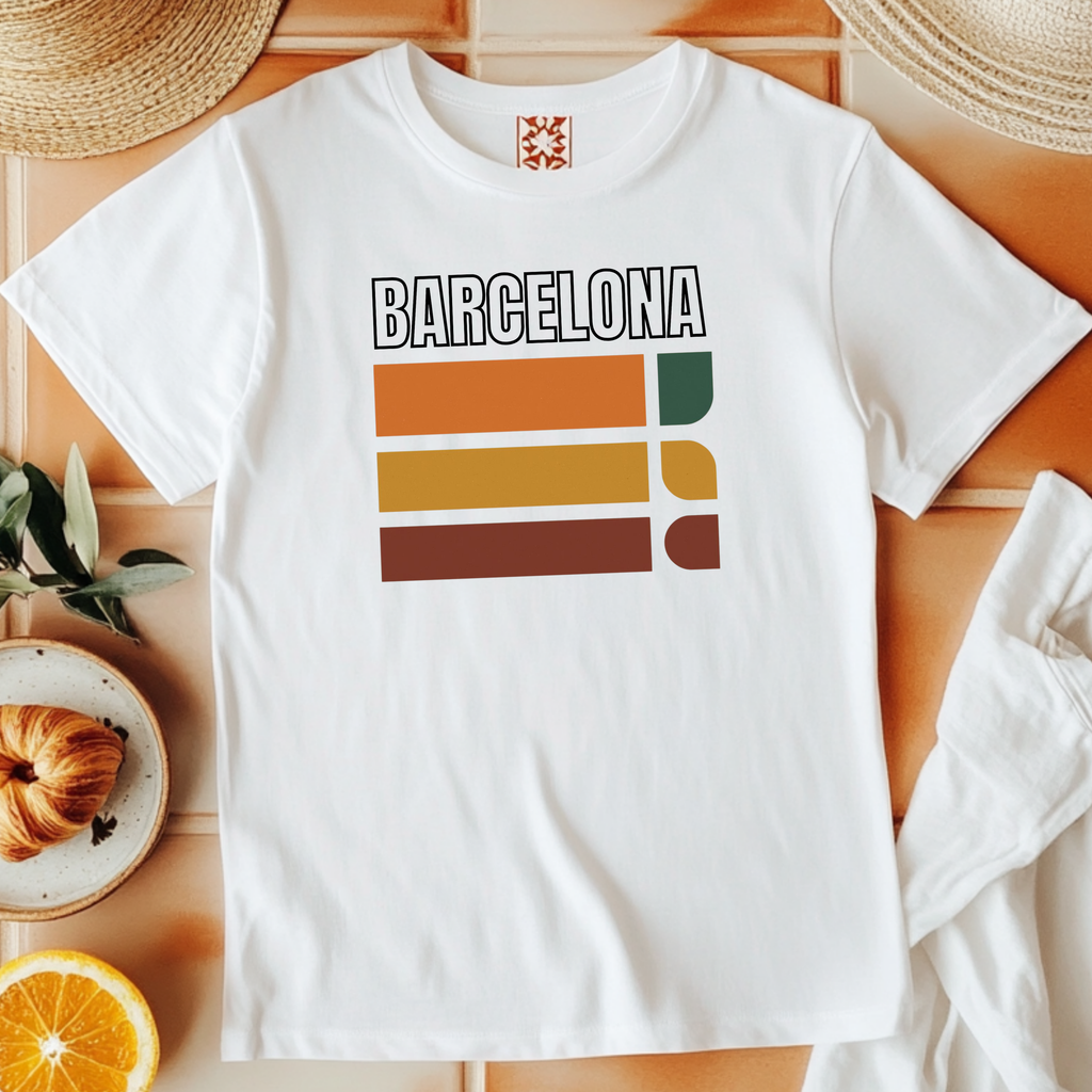 Barcelona retro stripes T-Shirt | vintage travel city tee