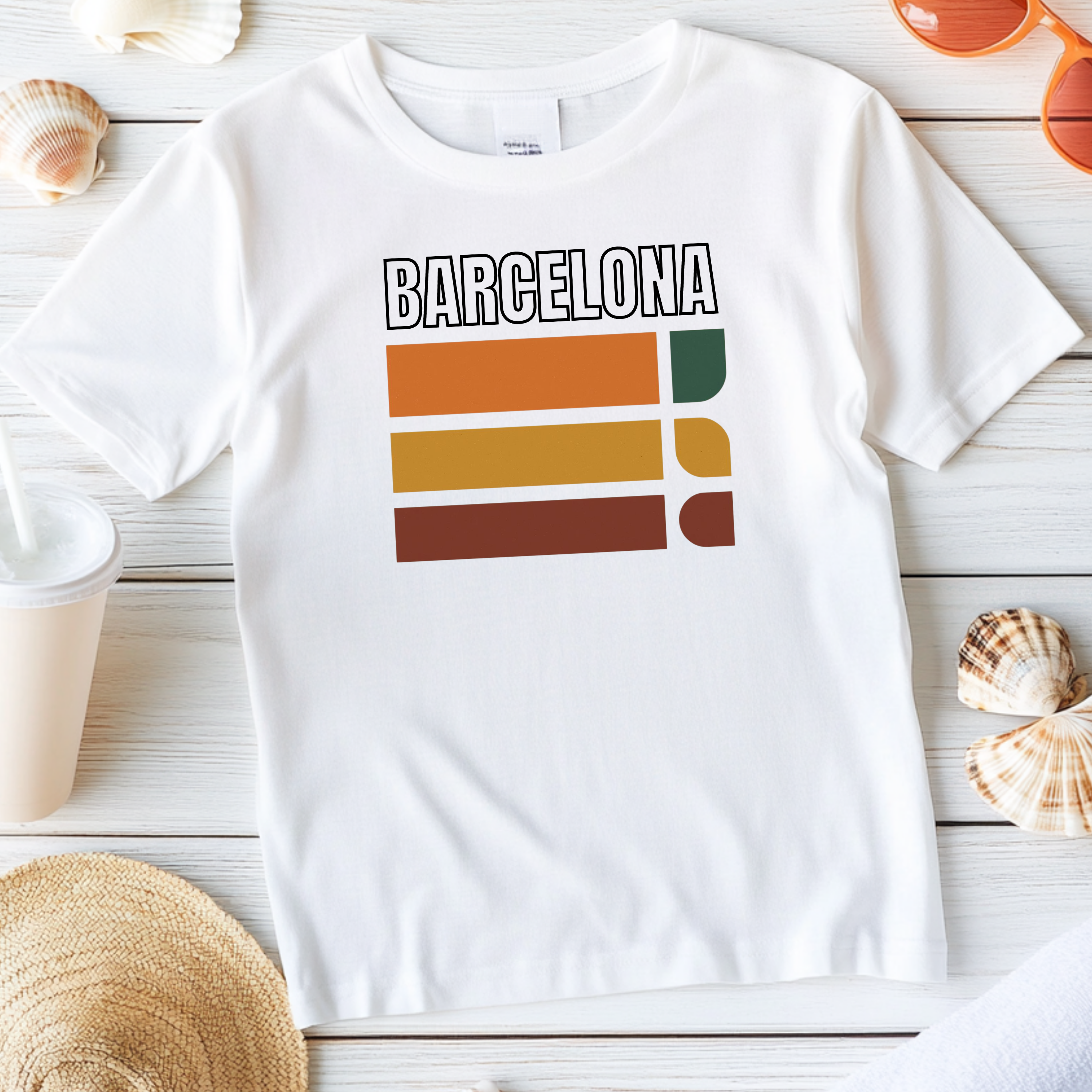 Barcelona retro stripes T-Shirt | vintage travel city tee