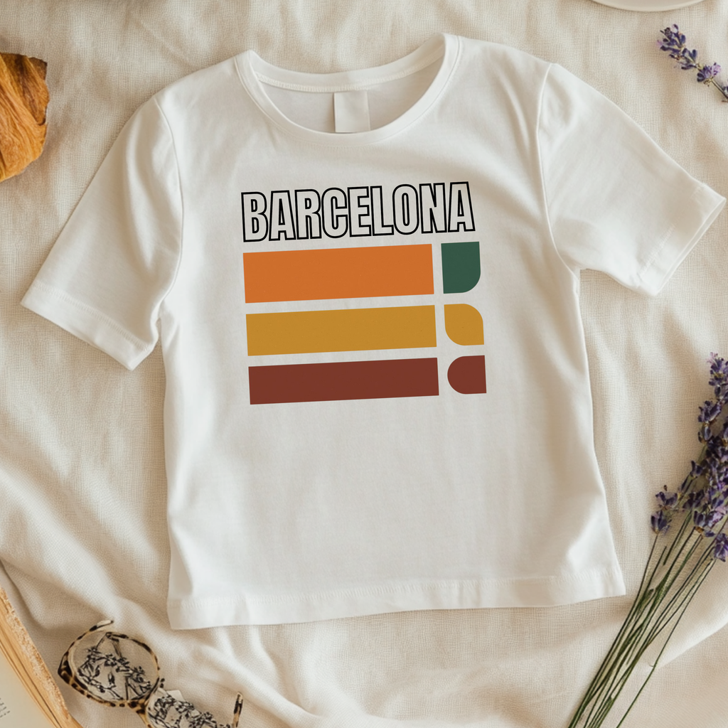 Barcelona retro stripes T-Shirt | vintage travel city tee